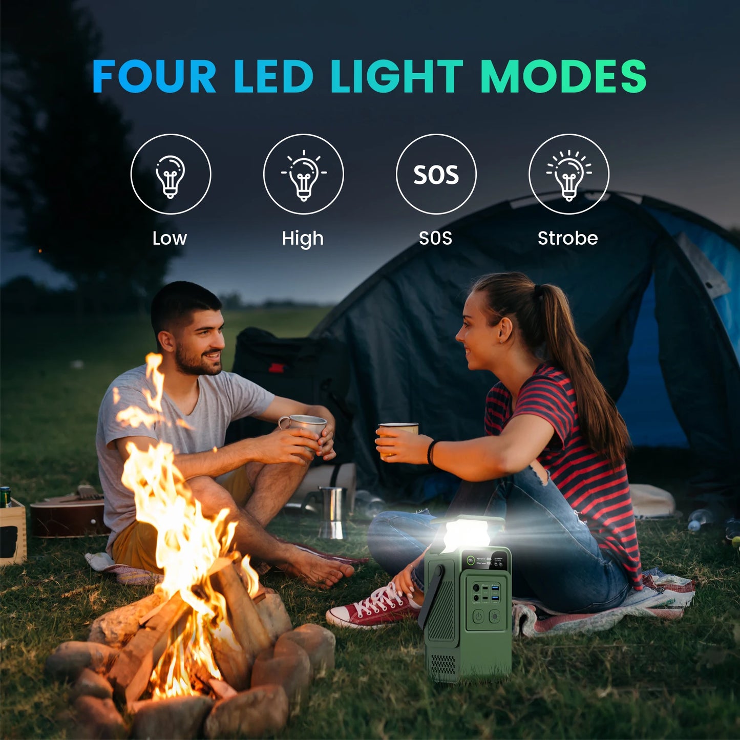 CTOLITY 200W 1800W Portable Power Station LiFePo4 Camping Solar Generator 110V 220V AC Energy Storage