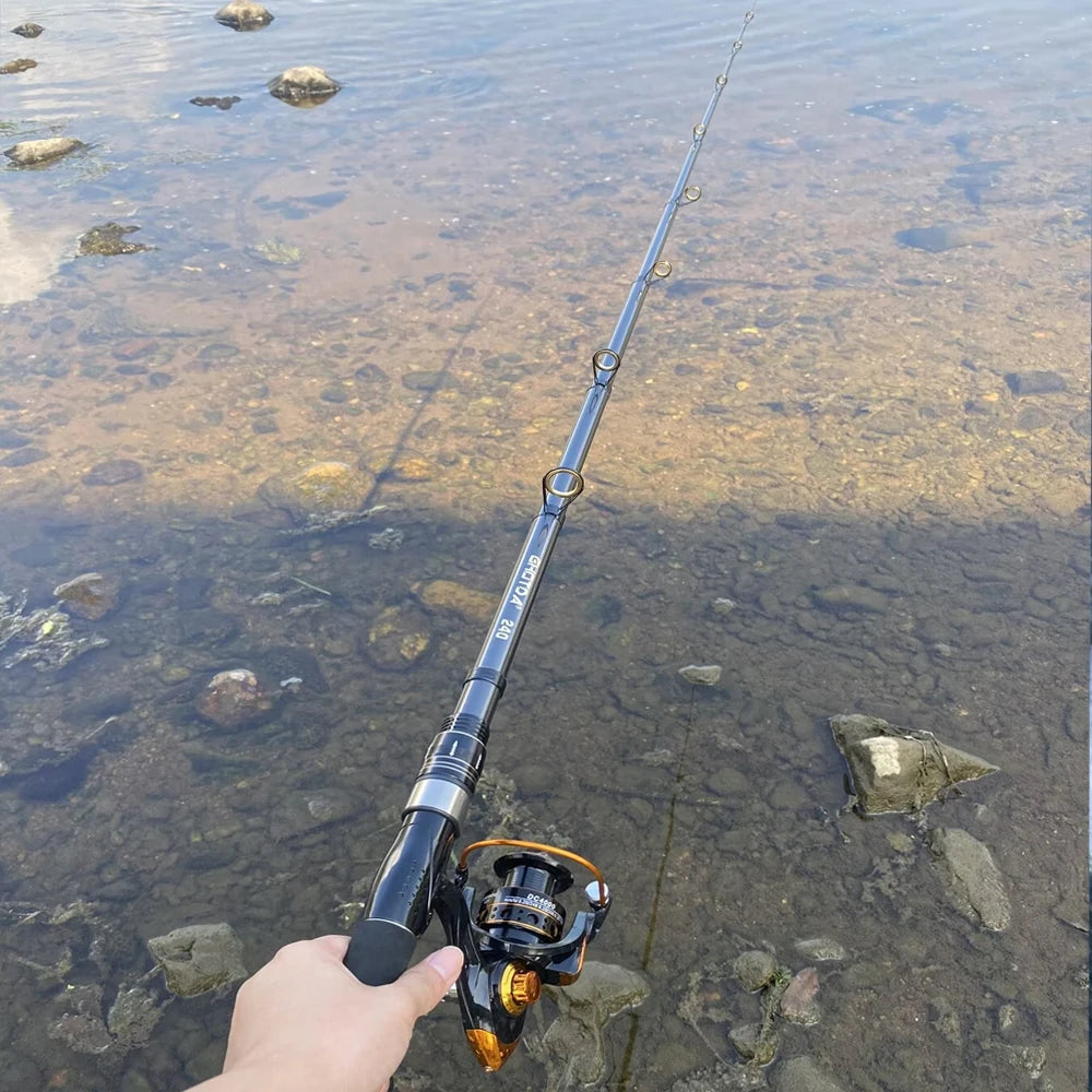 1.5/1.8/2.1/2.4M Fishing Rod Reel Set Ultra Light Carbon Fiber Rod and 5.2:1 Gear Ratio Reel Travel Sea Freshwater Fishing Set