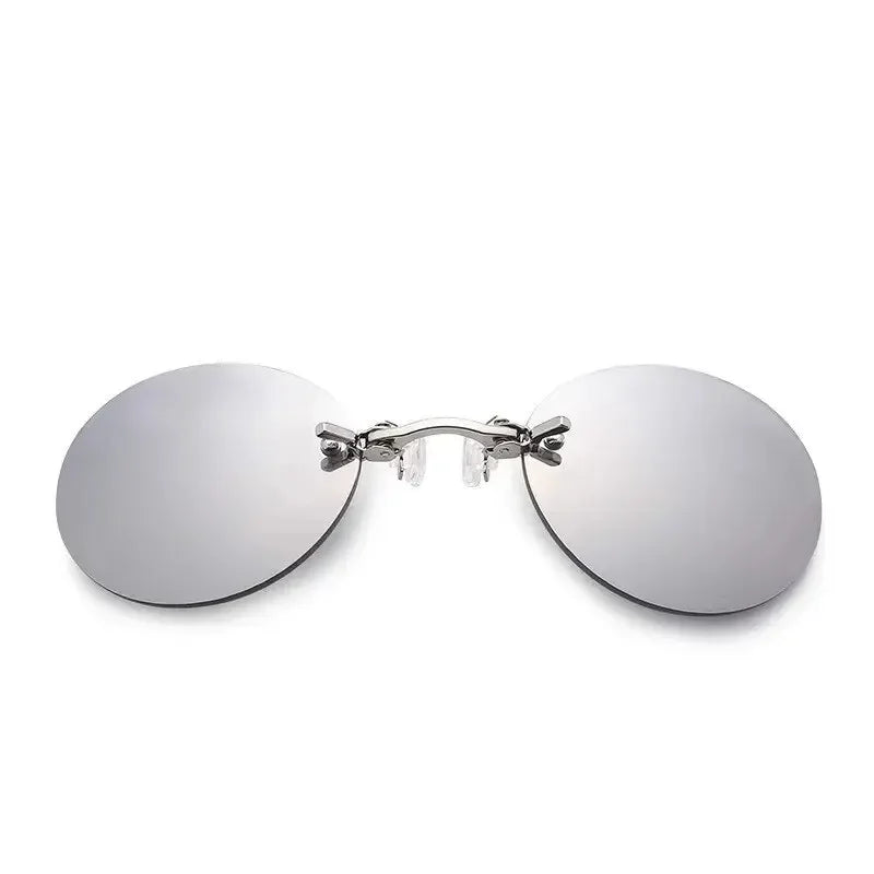 1-2PCS Clip On Nose Glasses Round Rimless Matrix Morpheus Sunglasses