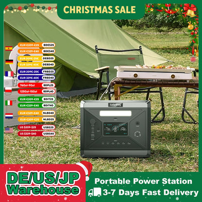 SOLARPLAY Q2501 Portable Power Station 2160WH LiFePO4 Battery with 2400W (4800W Peak) AC Output Solar Generator