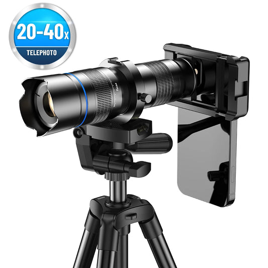 APEXEL HD Metal 20-40x zoom telephoto lens telescope lenses With Metal Extendable tripod for Samsung iPhone all Smartphones