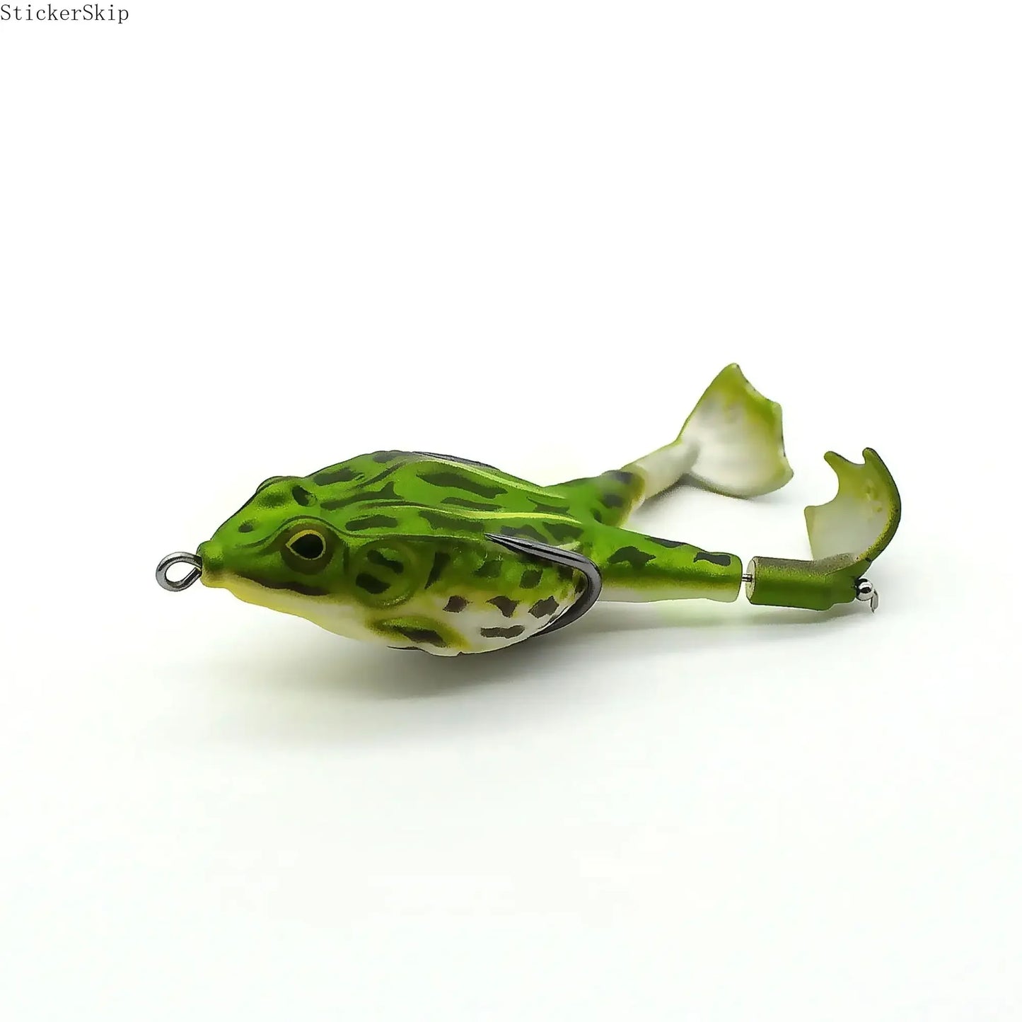 3pcs Topwater Frog Lures, silicone floating bait with double propeller legs, lead-free. Realistic multi-jointed fishing tackle