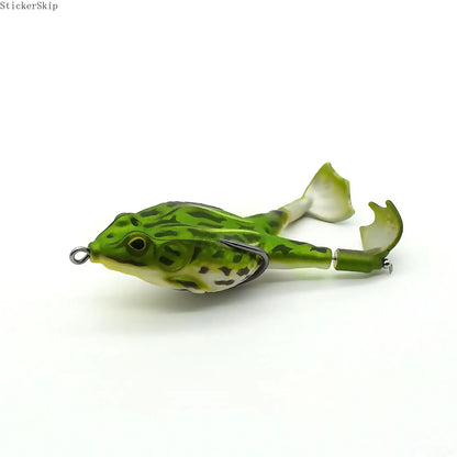 3pcs Topwater Frog Lures, silicone floating bait with double propeller legs, lead-free. Realistic multi-jointed fishing tackle