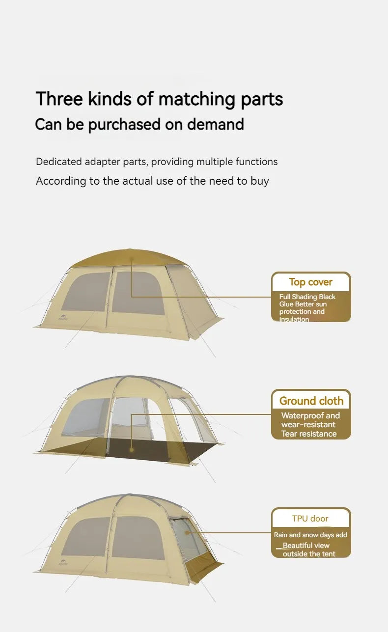 Naturehike Dunes 10.9 Camping Tent 6 People 4 Seasons Dome Extended Canopy Outdoor Waterproof Large  Tent With Chimney Hole