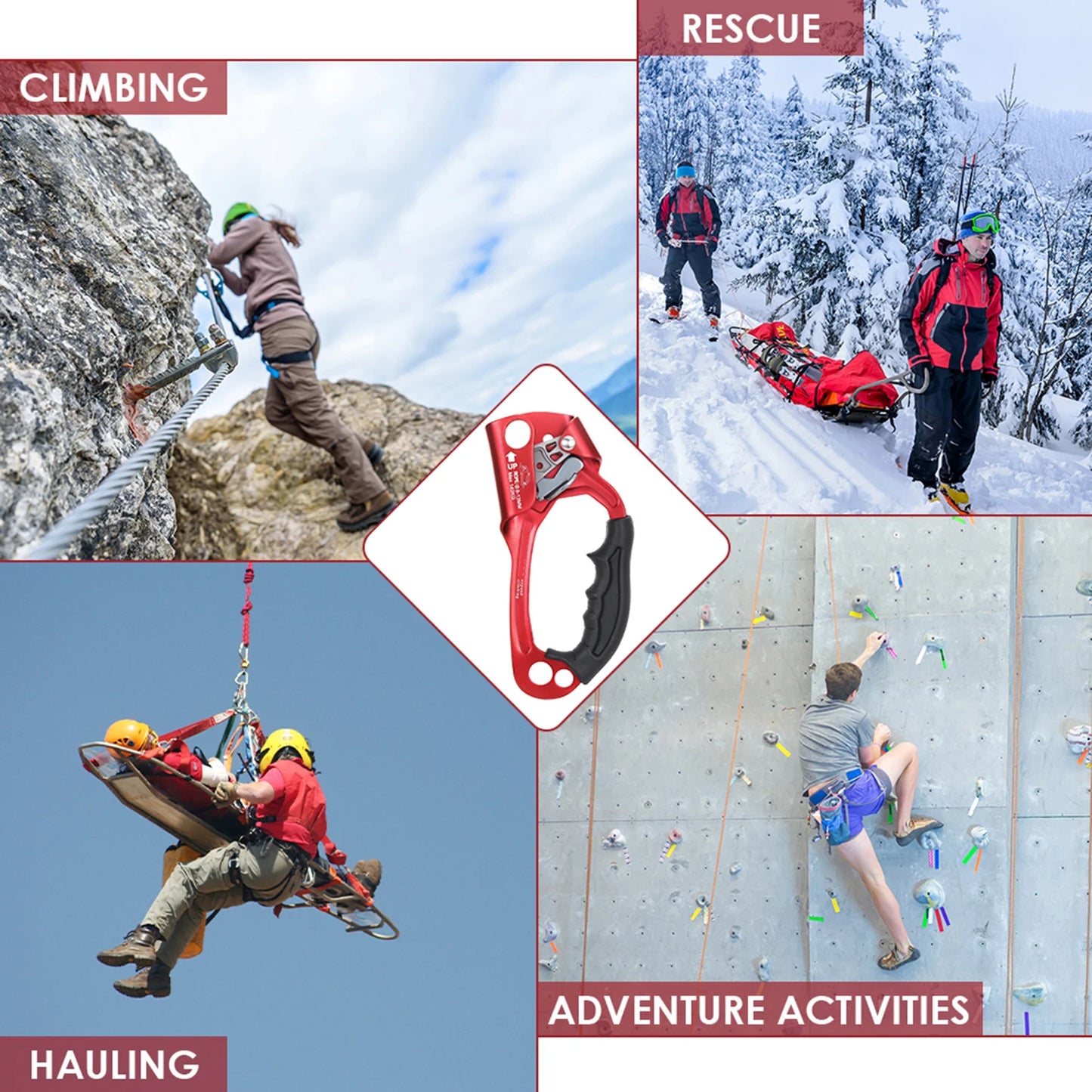 Hand Ascender Vertical Rope Ascender Rock Climbing Equipment 140kg Bearing Capacity