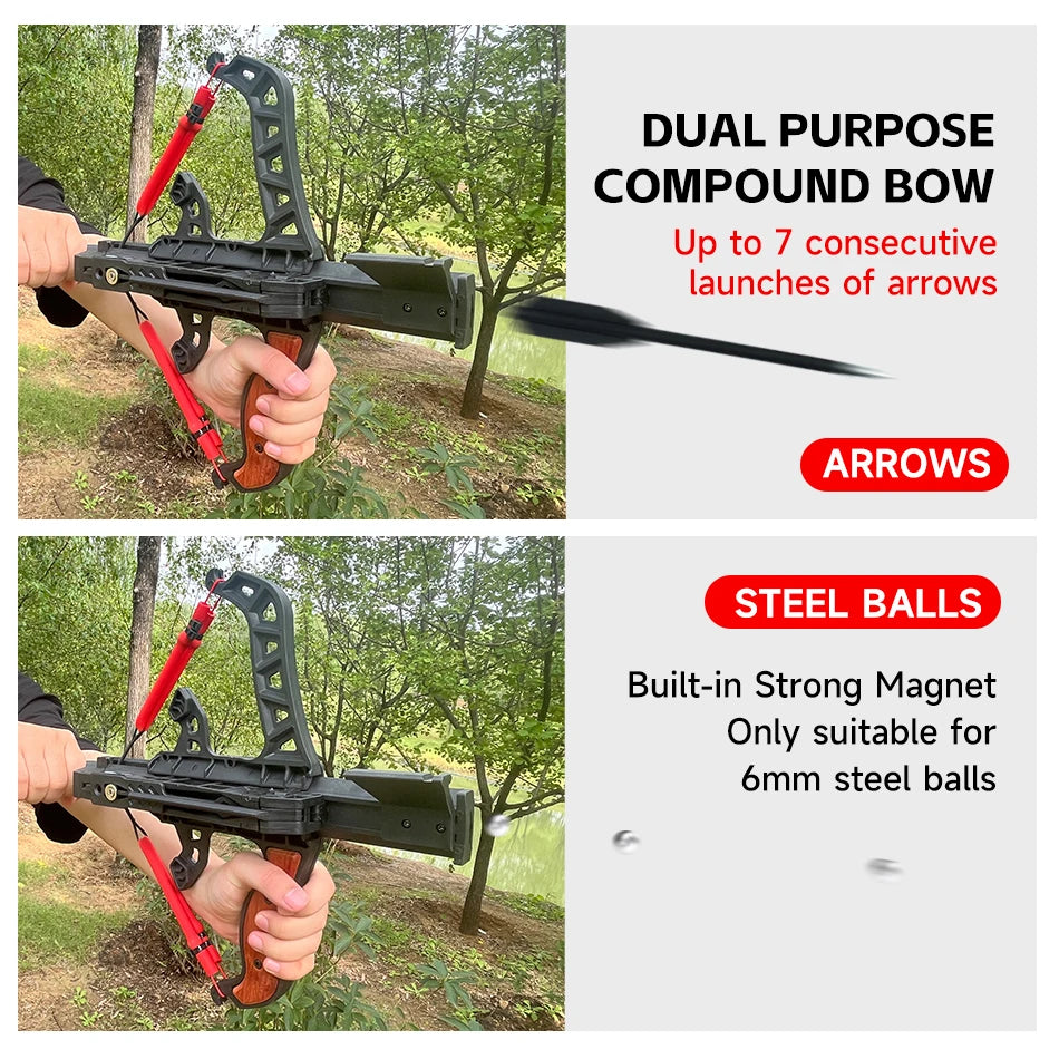 7-shot Archery and Steel Ball Dual-purpose Bow Elastic Shooting  Outdoor Hunting Shooting