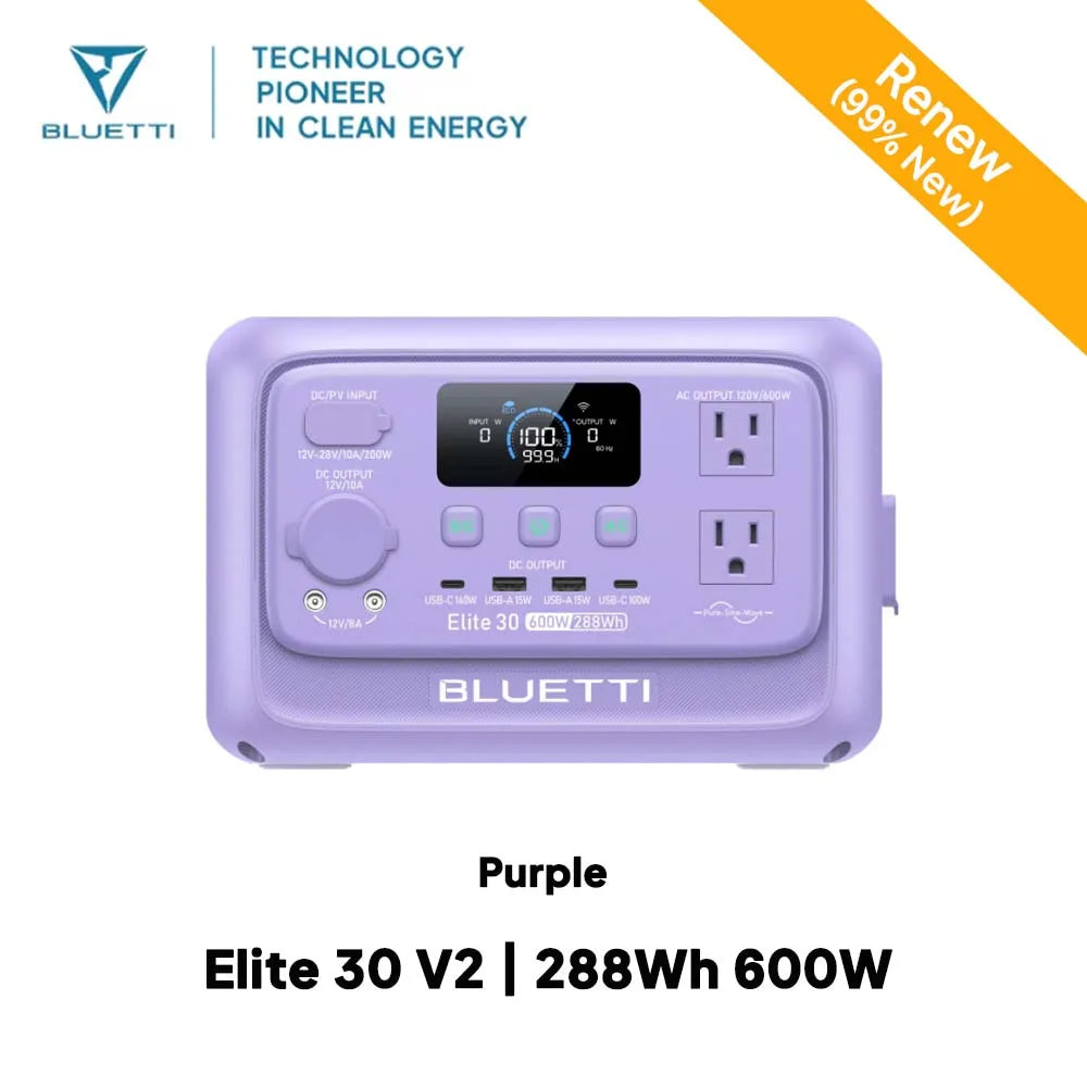 【Renew】BLUETTI Elite 30 V2 Portable Power Station 288Wh 600W Peak Large Capacity Solar Generator