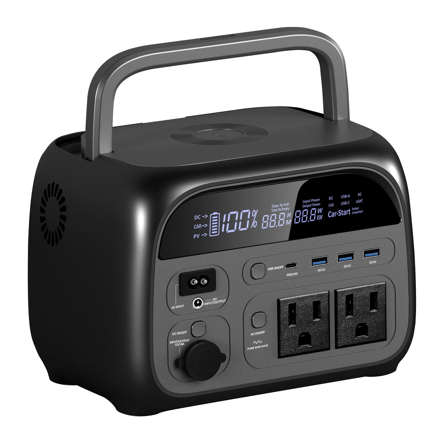 CTOLITY 200W 1800W Portable Power Station LiFePo4 Camping Solar Generator 110V 220V AC Energy Storage