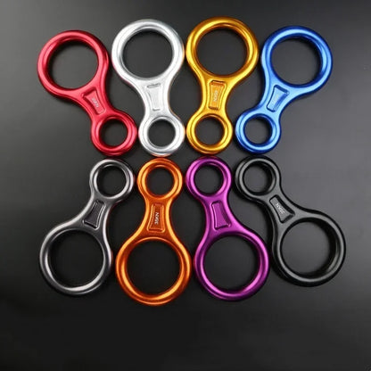 1Pcs Rock Climbing Carabine 8 Shape Rigging Descender Aluminum Figure Belay Device Abseiling 35kN Eight Ring Downhill Equipment