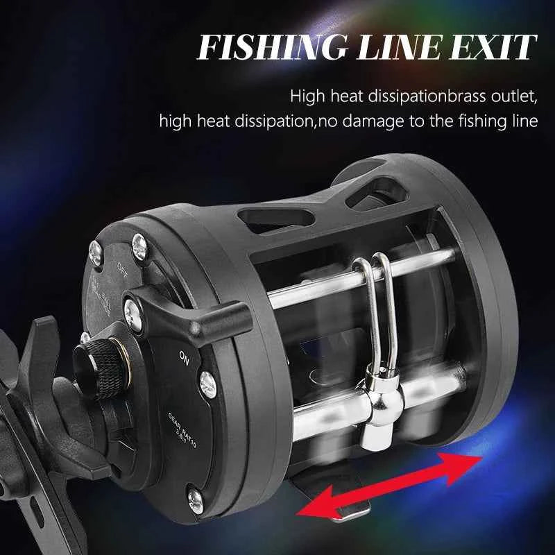 BILLINGS Trolling Drum Fishing Reels 33LB Max Drag 3.8:1 Gear Ratio High Toughness Body