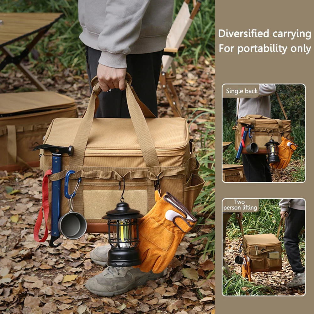 30L Camping Cooking Utensil Organizer Large Capacity Car Trunk Storage Bag Detachable Multifunctional Camping Stove Storage Case