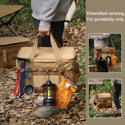 30L Camping Cooking Utensil Organizer Large Capacity Car Trunk Storage Bag Detachable Multifunctional Camping Stove Storage Case