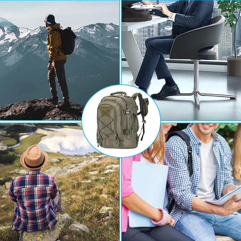 LQARMY 60L Male Travel Tactical backpack  Hiking Camping  Expandable