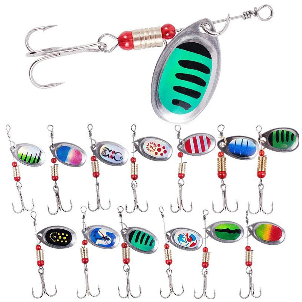 30pcs Metal Spoon Spinner Fishing Lure with Treble Hook Fishing Wobblers Artificial Bait for Freshwater and Saltwater