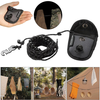 3 M Camping Stretch Clothesline With 12 Clips Hanging Laundry Drying Rope Portable