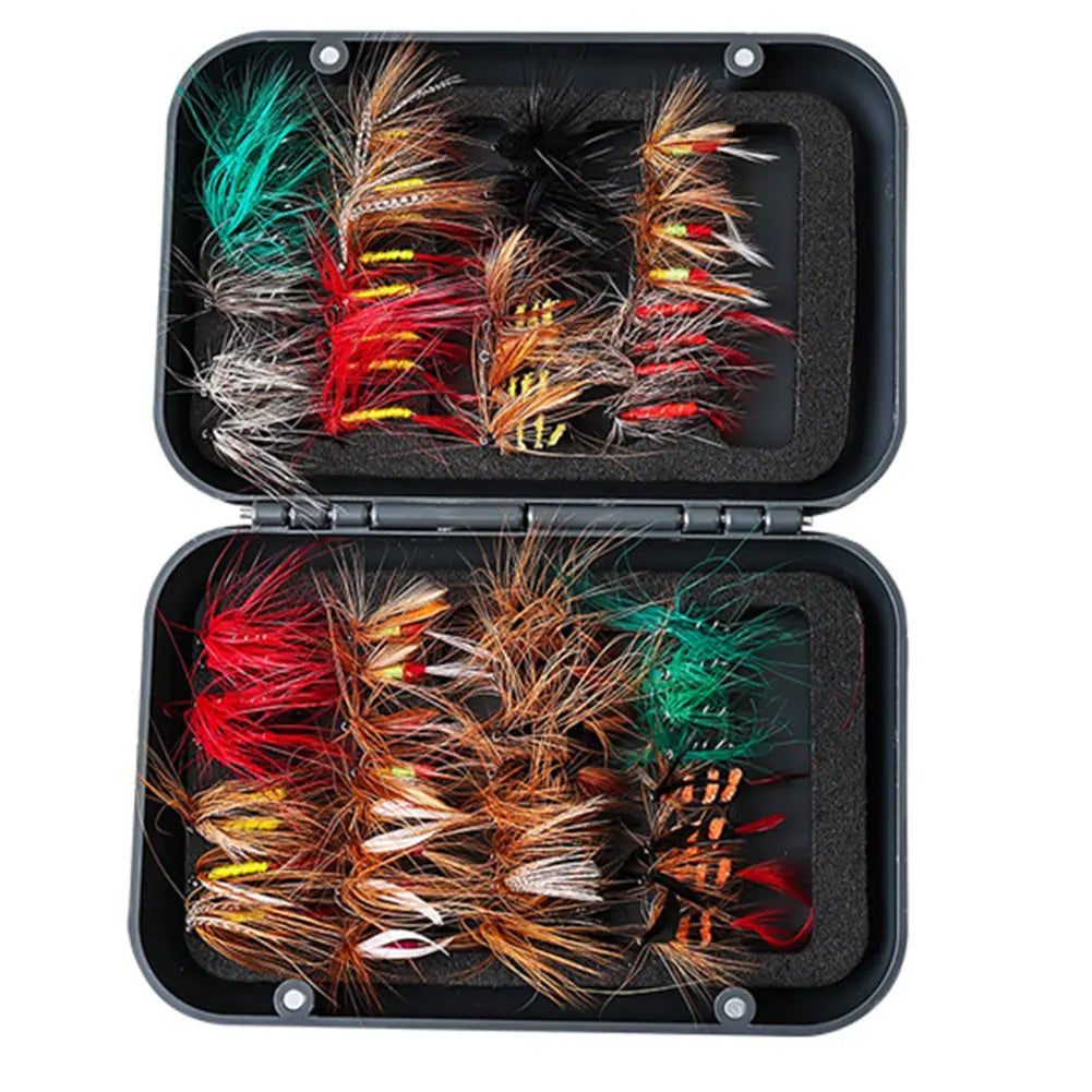 60/41pcs Box Bionic Fly Hook Set Artificial Insect Fishing Baits  with box