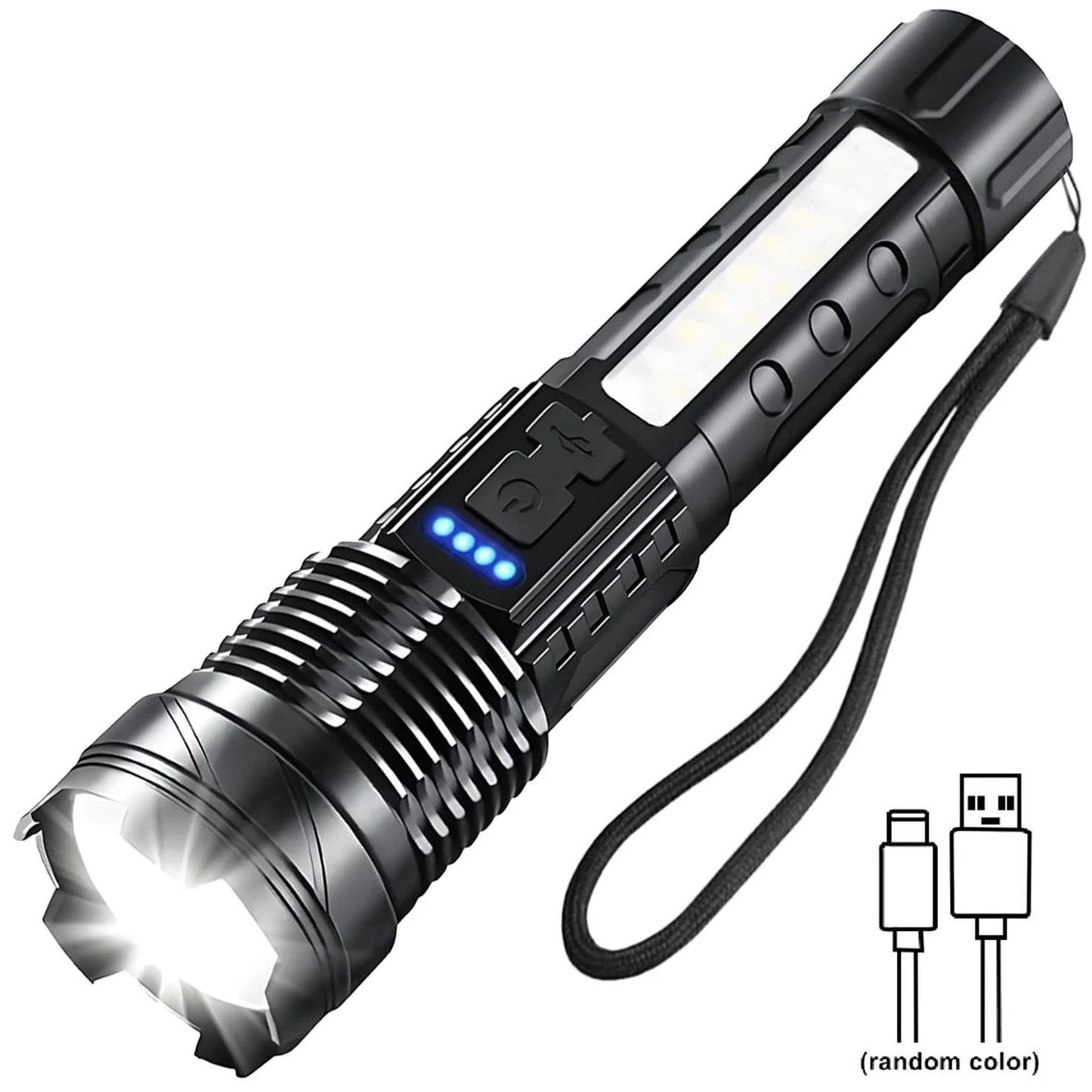 Rechargeable LED Flashlights, Super Bright Handheld Flashlight, 7 Modes with COB Work Light,