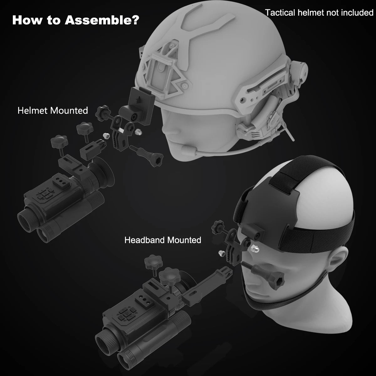 Megaorei NK006 Helmet Night Vision Monocular Long-Distance Infrared 5X Zoom 1080P