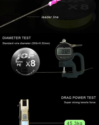 JOF 8 Strands 1000M 500M 300M Carp Fishing Line Braided PE Multifilament X8 Threads Weaves 20-100LB Peche Accessoire