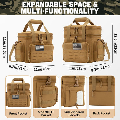 Tactical Lunch Box Expandable 18L Insulated Cooler Bag Leak Proof Lunch Bag for Work Camping Outdoor
