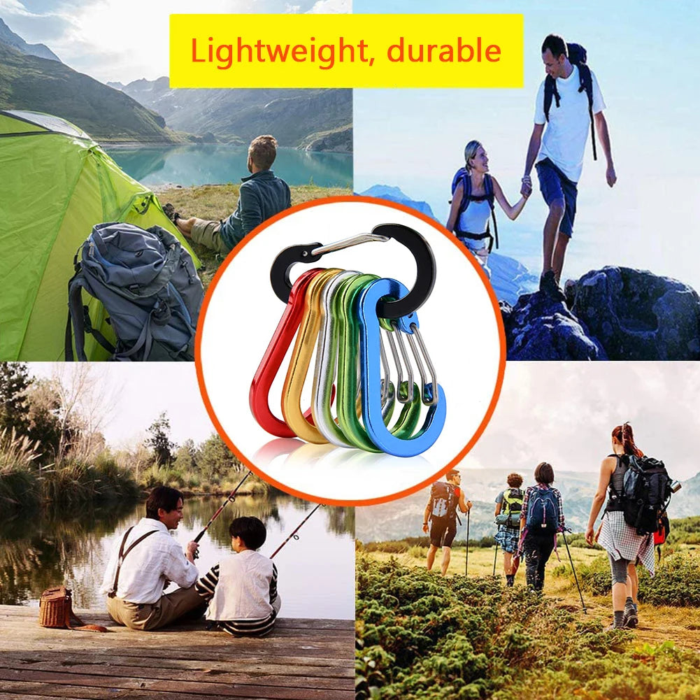 6/12Pcs Aluminum Alloy Carabiner Keychain Outdoor Camping Climbing Hiking Snap Clip Lock Buckle Hook