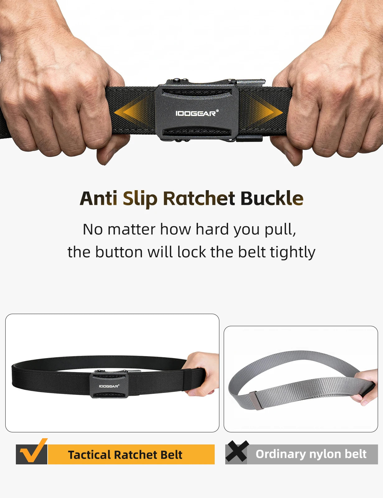 IDOGEAR Tactical Ratchet Belt 1.25” EDC Gun Belt Heavy-Duty Nylon CCW Belts