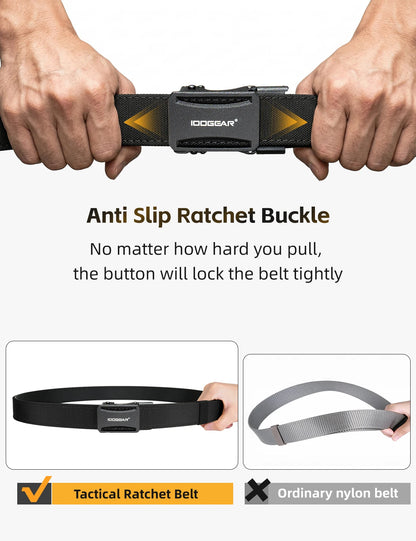 IDOGEAR Tactical Ratchet Belt 1.25” EDC Gun Belt Heavy-Duty Nylon CCW Belts