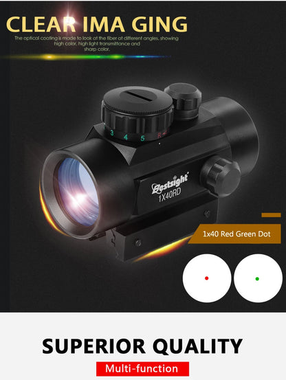 1x40 Red Dot Sight Green Red Dot Sight Illuminated Airsoft Air Hunting with 11/20mm Rails