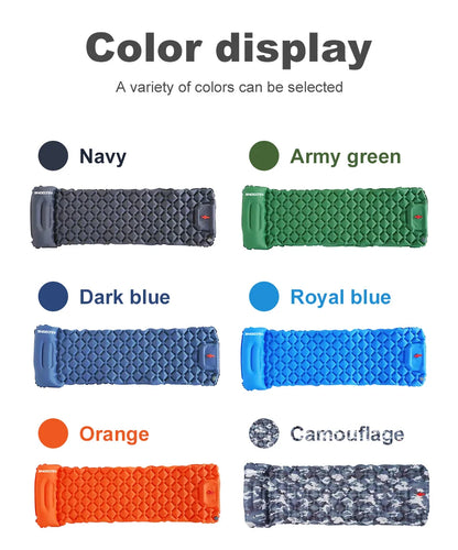 PACOONE Outdoor Sleeping Pad Camping Inflatable Mattress Built-in Pump Ultralight