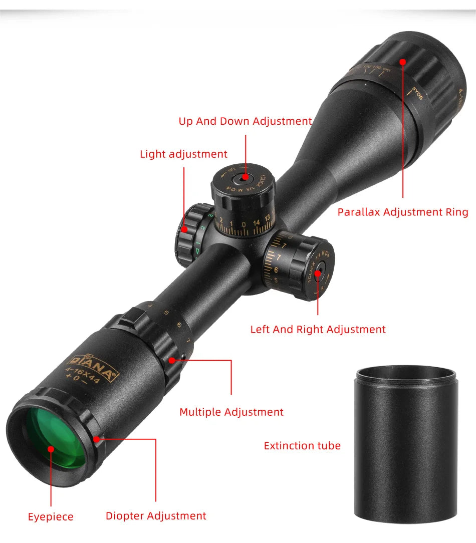 DIANA 4-16x44 Tactical Riflescope Optic Sight Green Red Illuminated