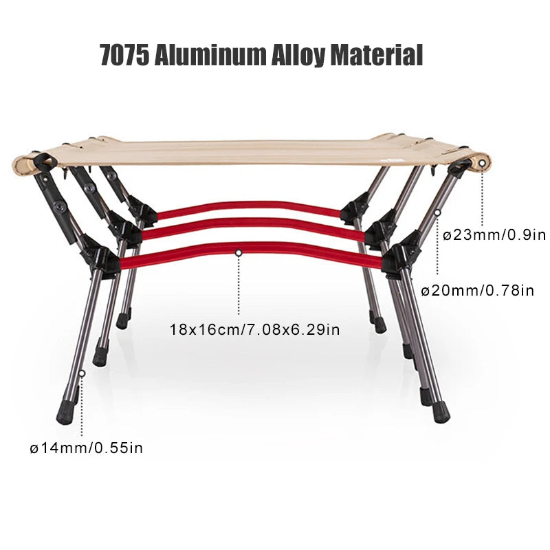 WESTTUNE Camping Cot with Leg Extenders Portable Folding Bed Ultralight Aluminum Alloy