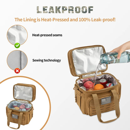 Tactical Lunch Box Expandable 18L Insulated Cooler Bag Leak Proof Lunch Bag for Work Camping Outdoor