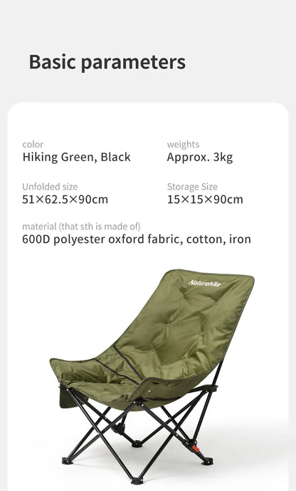 Naturehike Sea Star Recliner Outdoor Folding High Back Moon Chair 2-Position Adjustable Portable