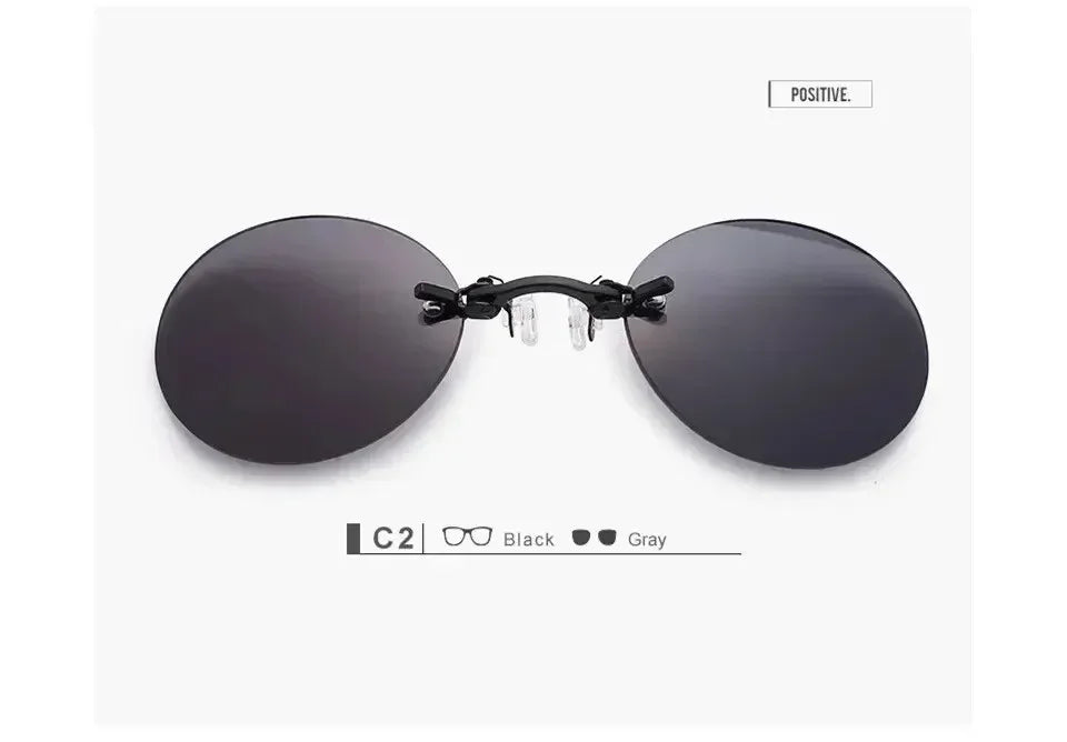 1-2PCS Clip On Nose Glasses Round Rimless Matrix Morpheus Sunglasses