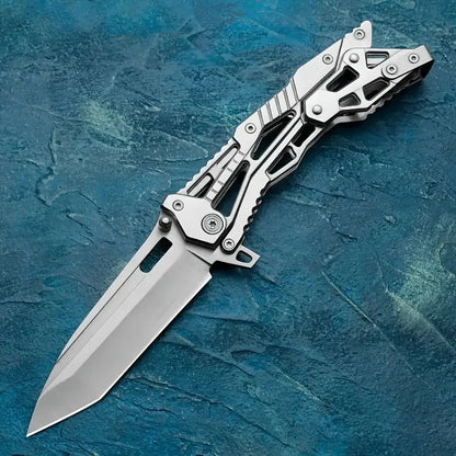 1pc Multifunctional Mechanical Knife Wilderness Survival Knife Outdoor Camping Tool Full Stainless Steel Folding Knife