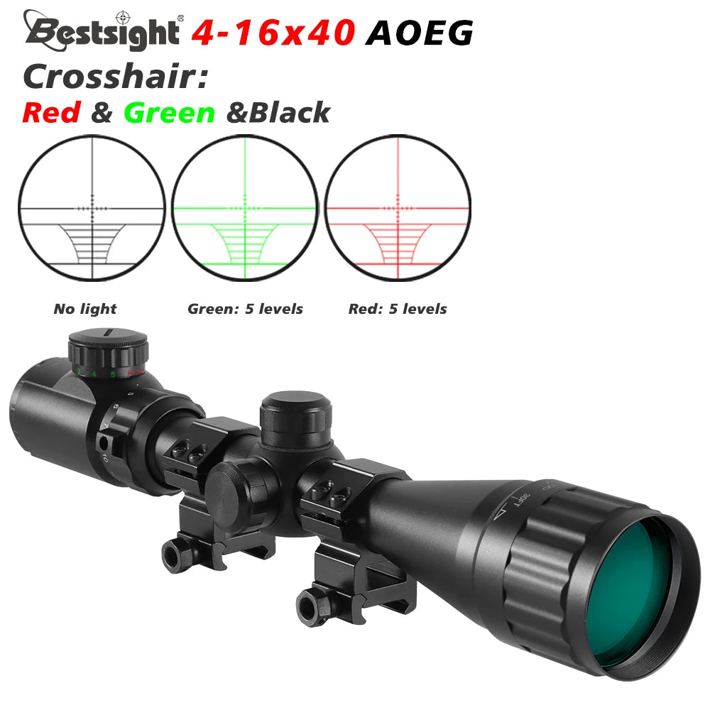 4-16X40 AOE Optics Hunting Riflescope Red&Green Dot Illuminated