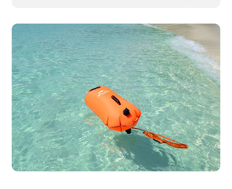 Naturehike Inflatable Swimming Buoy Waterproof 28L Storage Dry Bag Adjustable Belt Flotation Bag Dual Airbag Swim Drifting Float