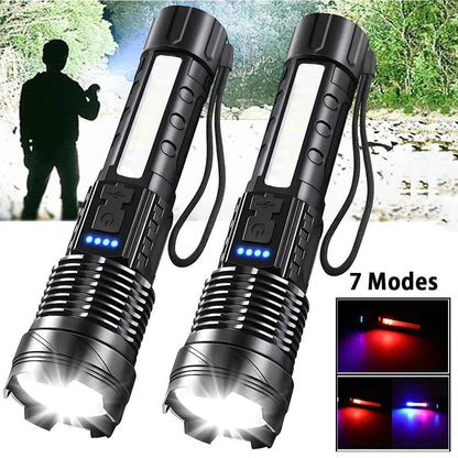 Rechargeable LED Flashlights, Super Bright Handheld Flashlight, 7 Modes with COB Work Light,