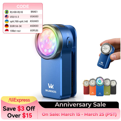 Wurkkos HD03 680LM Mini Clip Light USB Rechargeable Pocket Flashlight  with Magnet