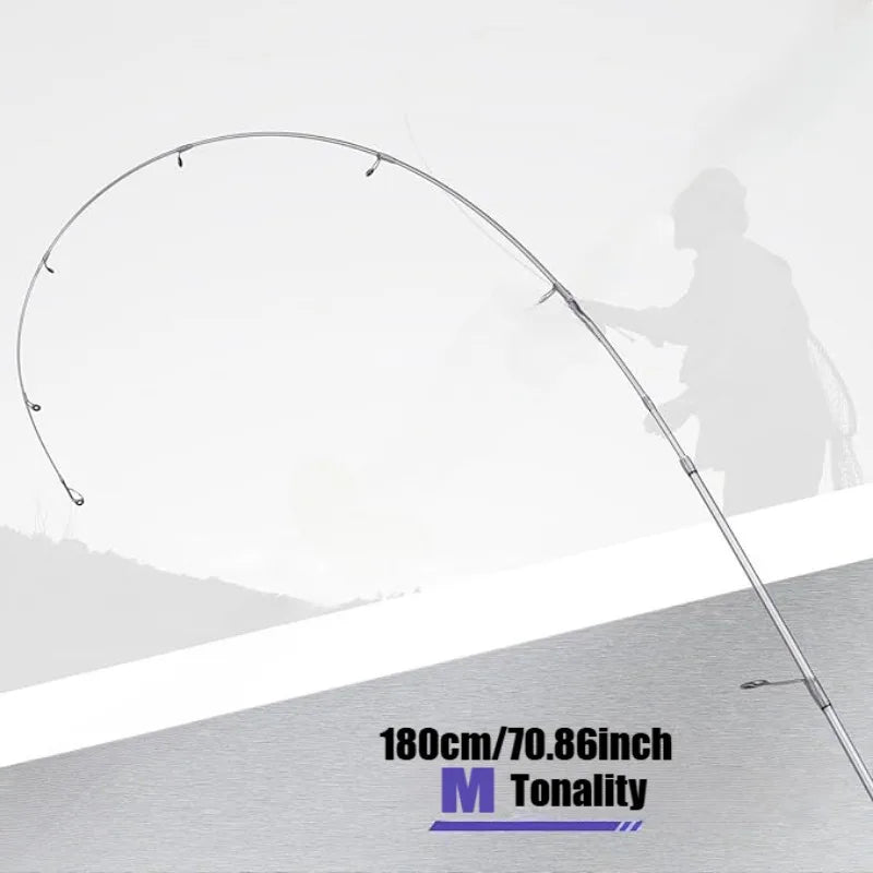 Silvery Carbon Fiber Fishing Rod 180 Cm Medium Action Freshwater Saltwater
