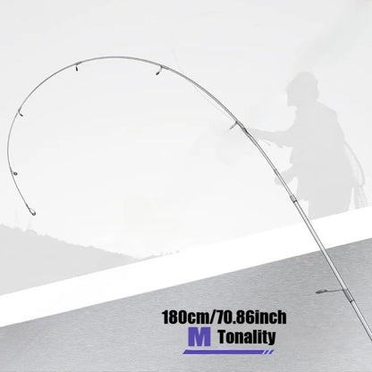 Silvery Carbon Fiber Fishing Rod 180 Cm Medium Action Freshwater Saltwater