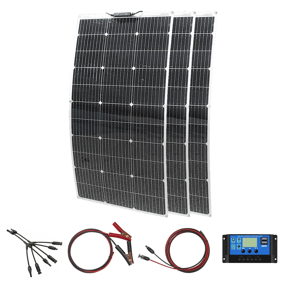 12V Flexible Solar Panel 600W 100W 200W 300W 400W 500W Bendable Waterproof Monocrystalline