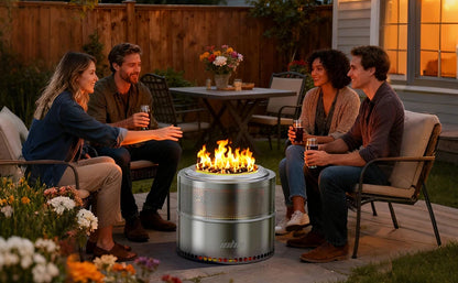 Wood Burning Firepit,Large Stainless Steel Smokeless Fire Pit with Carry Bag,
