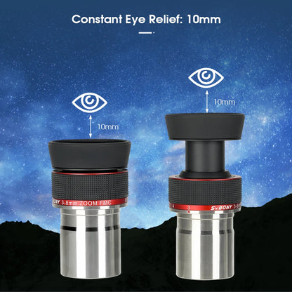 Svbony SV215 Zoom Eyepiece,1.25 Inch 3-8mm,with Parfocal Design,Telescope Accessory