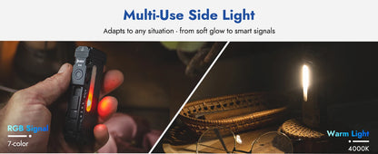 WUBEN X4 EDC Flat Flashlight with RGB Light, 1500 Lumens Mini Flashlight with Tactical Switch and Magnetic,
