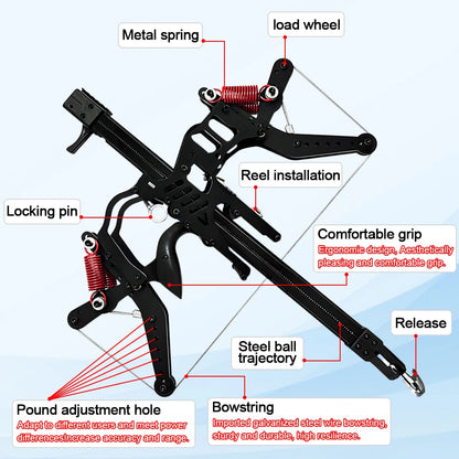 Fire Dragon Dual-Use Compound Bow with Fishing Reel and Sight-Fast Shooting Speed, Ultra-Stable for Hunting, Fishing and Archery