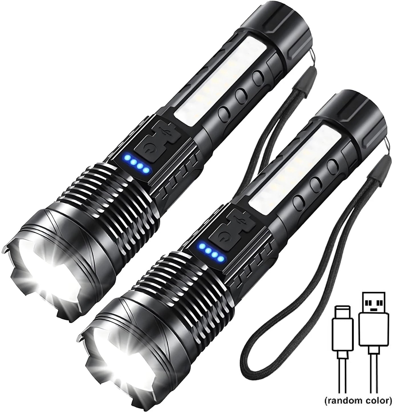 Rechargeable LED Flashlights, Super Bright Handheld Flashlight, 7 Modes with COB Work Light,