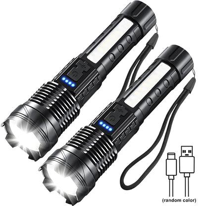 Rechargeable LED Flashlights, Super Bright Handheld Flashlight, 7 Modes with COB Work Light,
