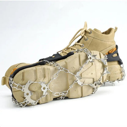 19 Teeth Steel Ice Gripper Spike for Shoes Anti Slip Climbing Hiking Snow Spikes Crampons Cleats Grips Boots Cover crampons