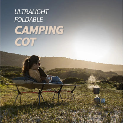 WESTTUNE Camping Cot with Leg Extenders Portable Folding Bed Ultralight Aluminum Alloy